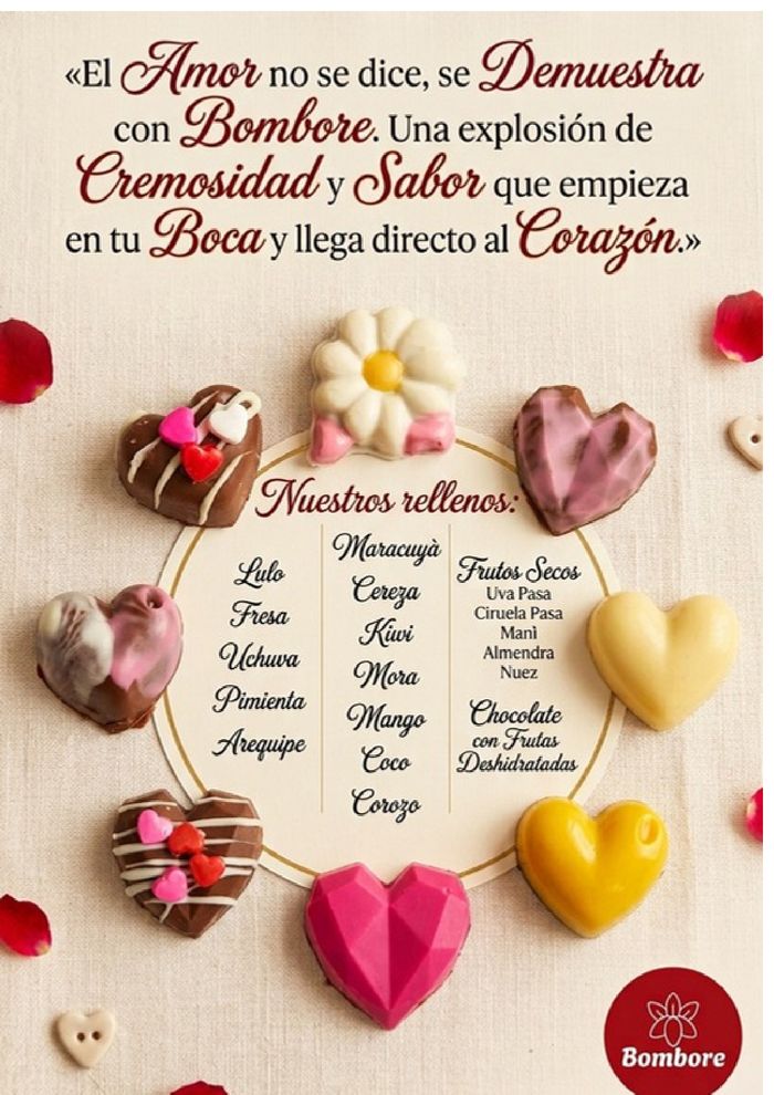 Rellenos disponibles para personalizar tu caja Bombore